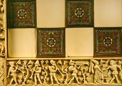 Border of a Chessboard Depicting Musicians in a Garden by French School